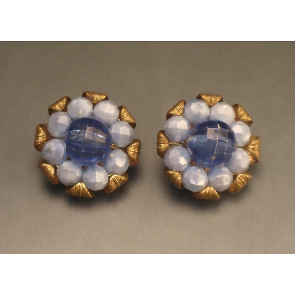 Vintage Kramer Blue Flower Earrings